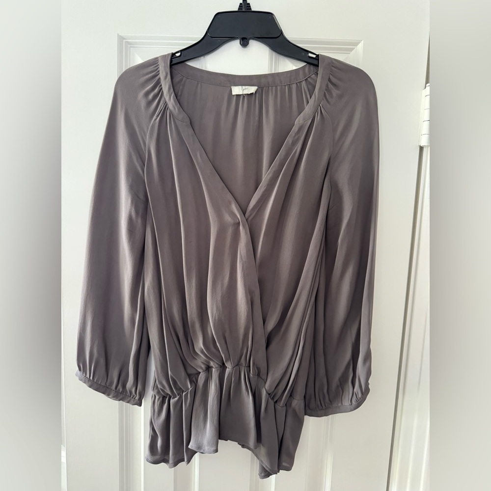Joie Gray Silk Top